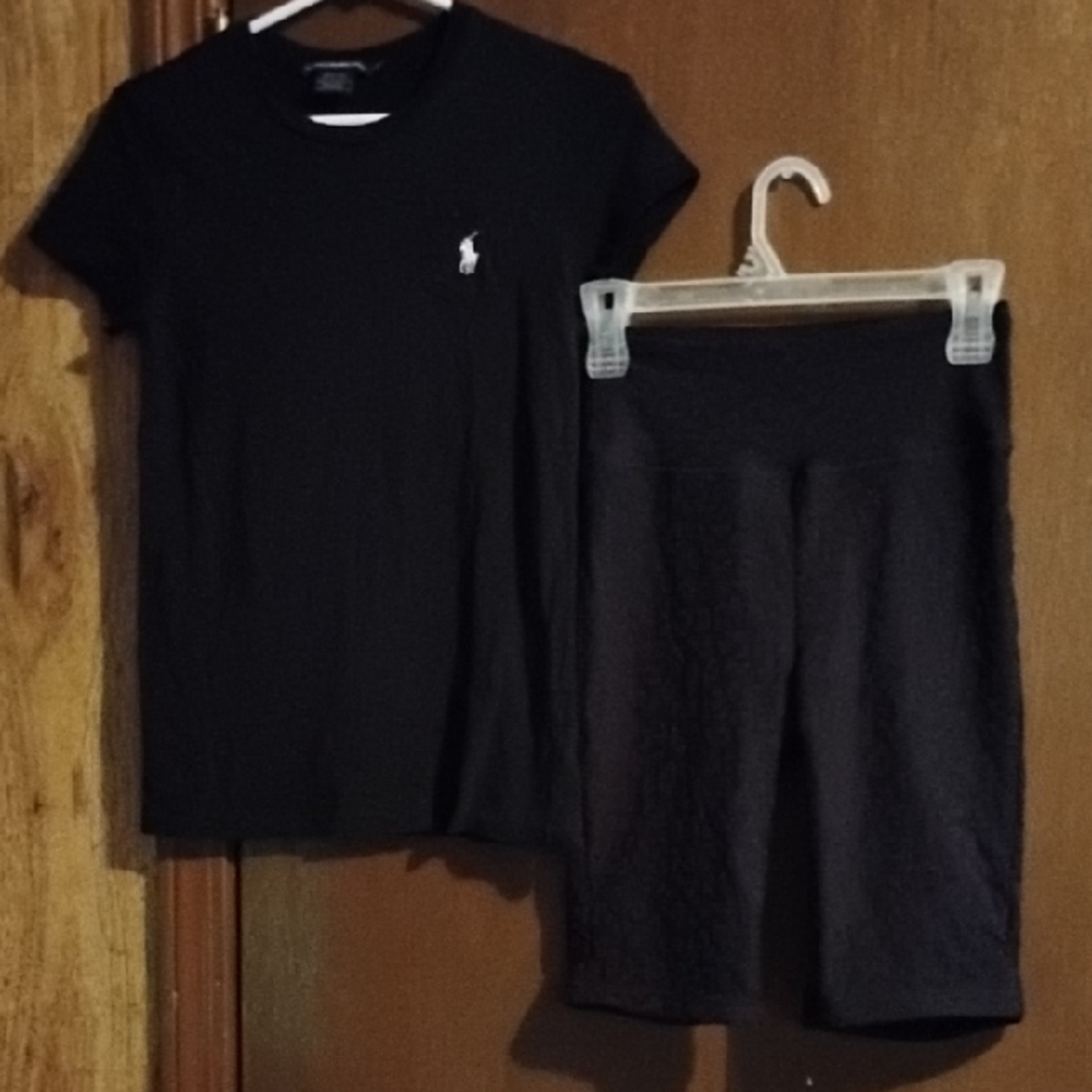 Polo by Ralph Lauren Black Tee with Iconic Logo#FREE SHORTS